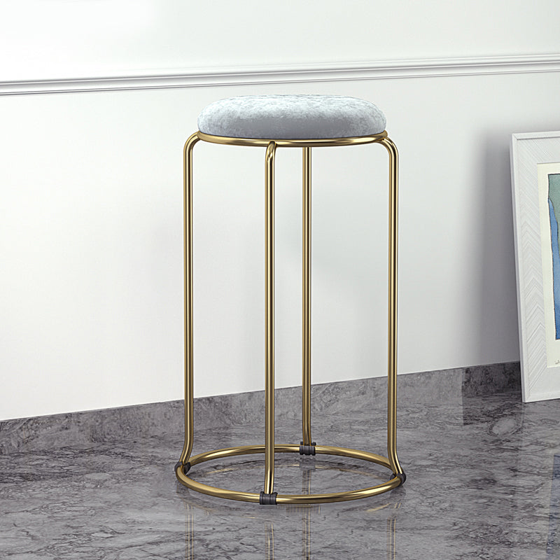 Glam Round Seat Counter Stool Faux Leather and Fabric Backless Counter Chair