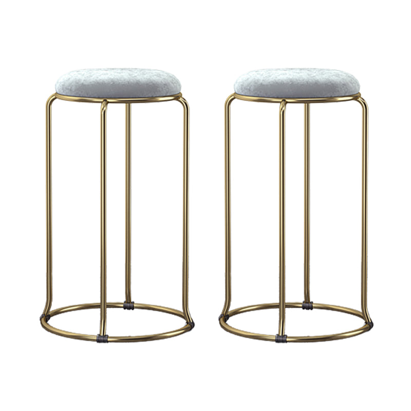 Glam Round Seat Counter Stool Faux Leather and Fabric Backless Counter Chair