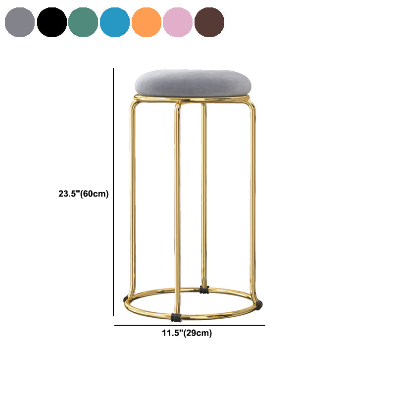 Glam Round Seat Counter Stool Faux Leather and Fabric Backless Counter Chair