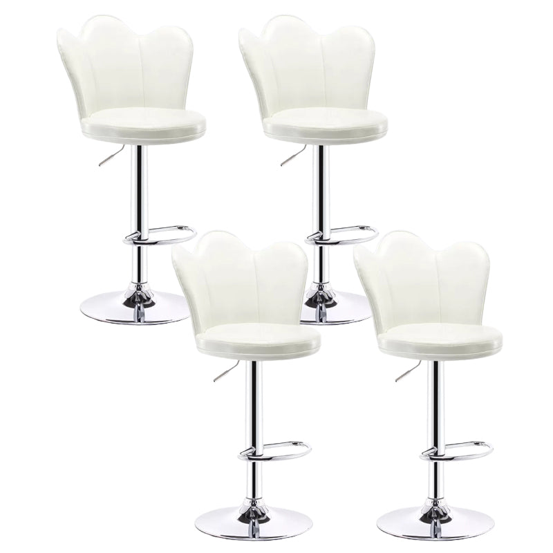 Contemporary Metal Barstool Velvet Footrest Low Back Stool with Swivel in Matte Finish