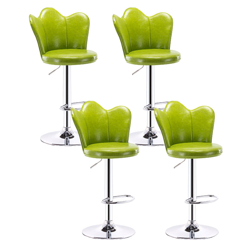 Contemporary Metal Barstool Velvet Footrest Low Back Stool with Swivel in Matte Finish
