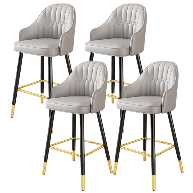 Glam Metal Stool PU Leather Barstools in Matte Finish for Indoor