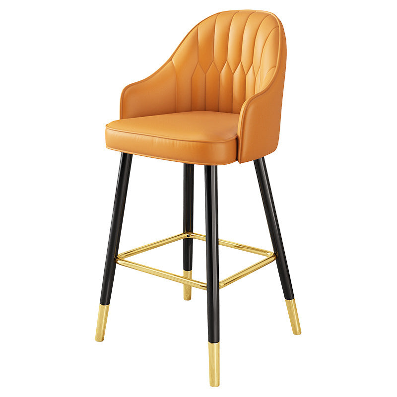 Glam Metal Stool PU Leather Barstools in Matte Finish for Indoor