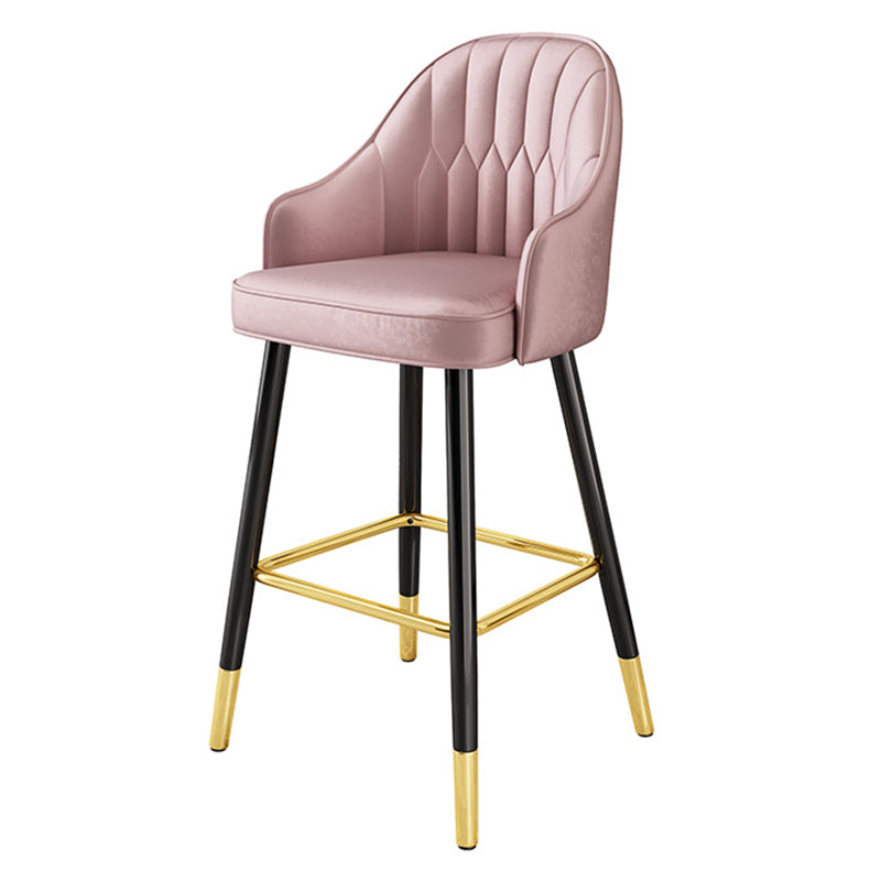Glam Metal Stool PU Leather Barstools in Matte Finish for Indoor