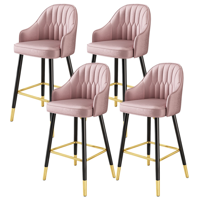 Glam Metal Stool PU Leather Barstools in Matte Finish for Indoor