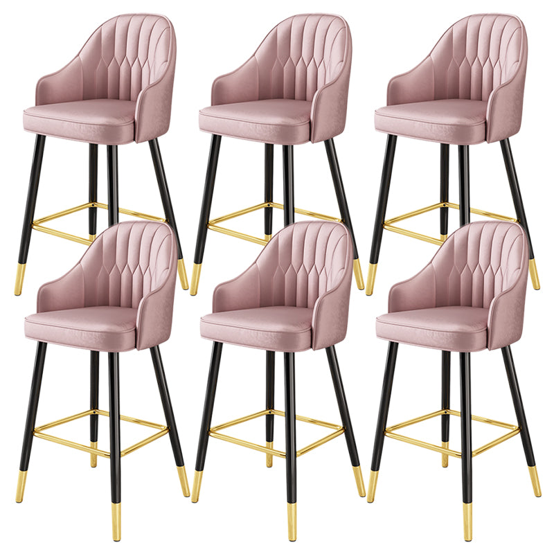 Glam Metal Stool PU Leather Barstools in Matte Finish for Indoor