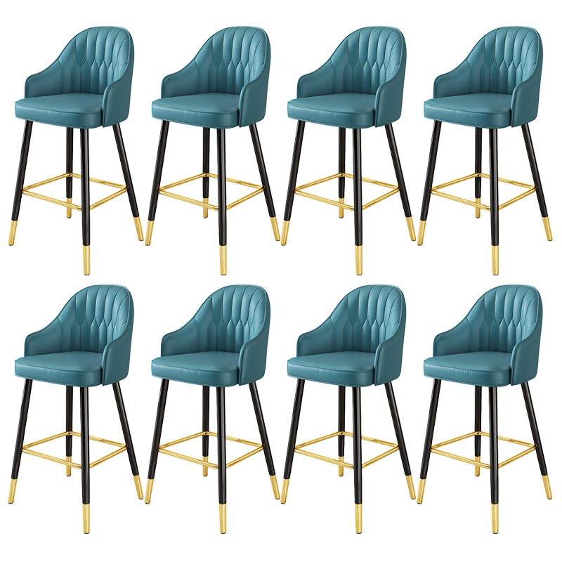 Glam Metal Stool PU Leather Barstools in Matte Finish for Indoor