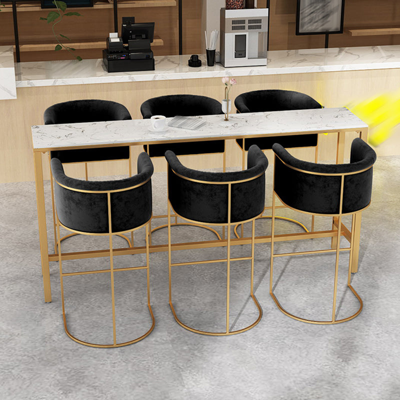 Bucket Seat Bar Stools Scandinavian Fabric Low Back Barstool for Restaurant