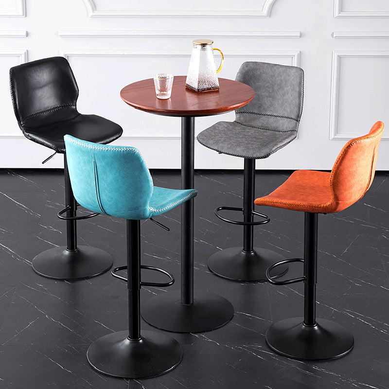 Contemporary Metal Barstool PU Leather Barstools in Matte Finish for Home