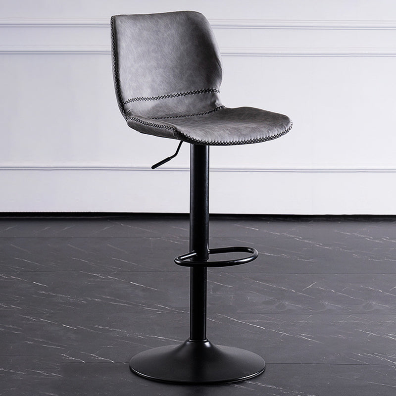 Contemporary Metal Barstool PU Leather Barstools in Matte Finish for Home
