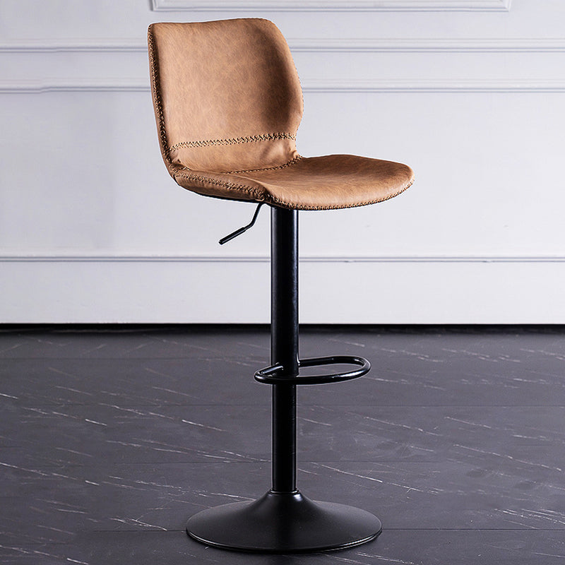 Contemporary Metal Barstool PU Leather Barstools in Matte Finish for Home