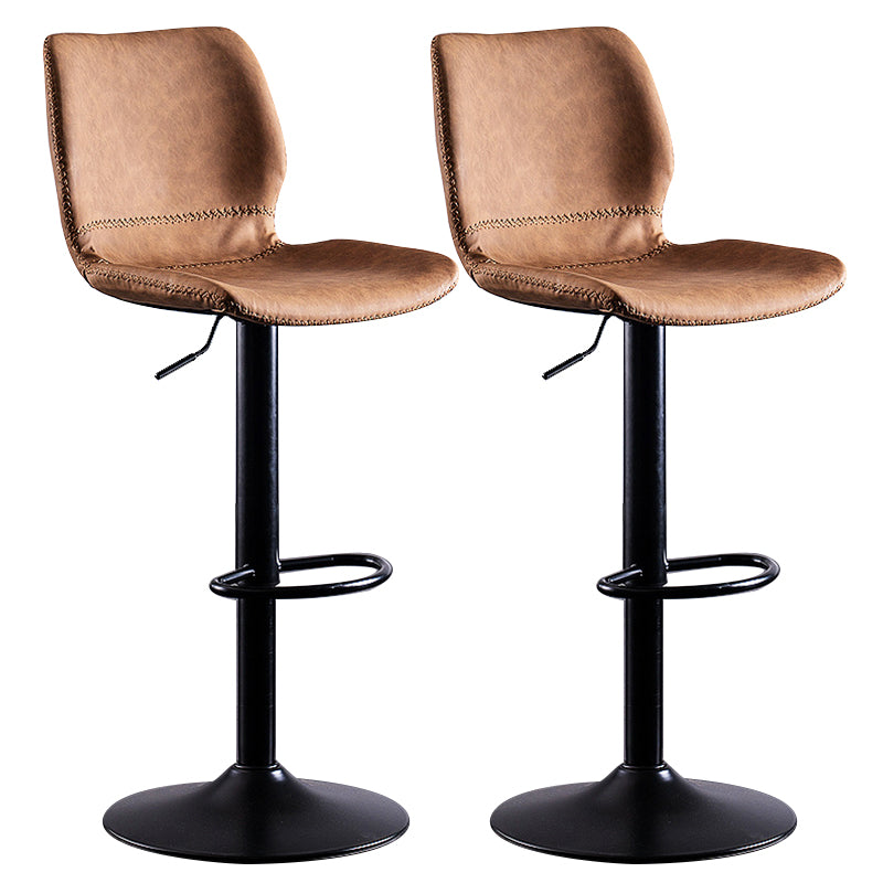 Contemporary Metal Barstool PU Leather Barstools in Matte Finish for Home