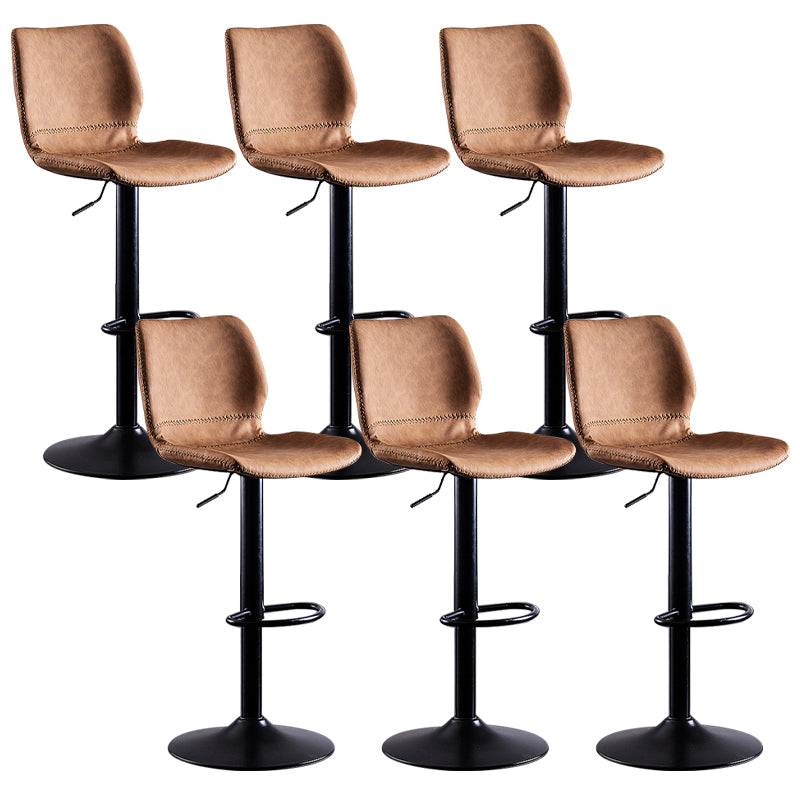 Contemporary Metal Barstool PU Leather Barstools in Matte Finish for Home