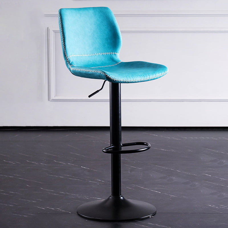 Contemporary Metal Barstool PU Leather Barstools in Matte Finish for Home