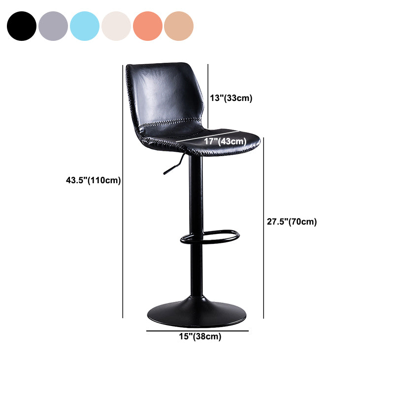 Contemporary Metal Barstool PU Leather Barstools in Matte Finish for Home