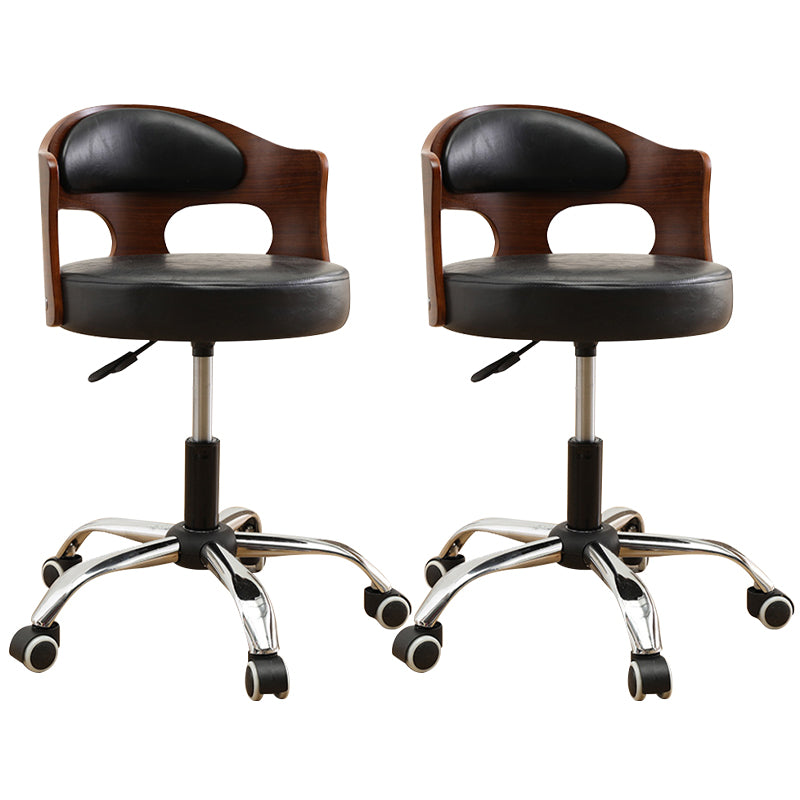 Contemporary Metal Barstool Faux Leather Round Seat Counter Stool with Swivel