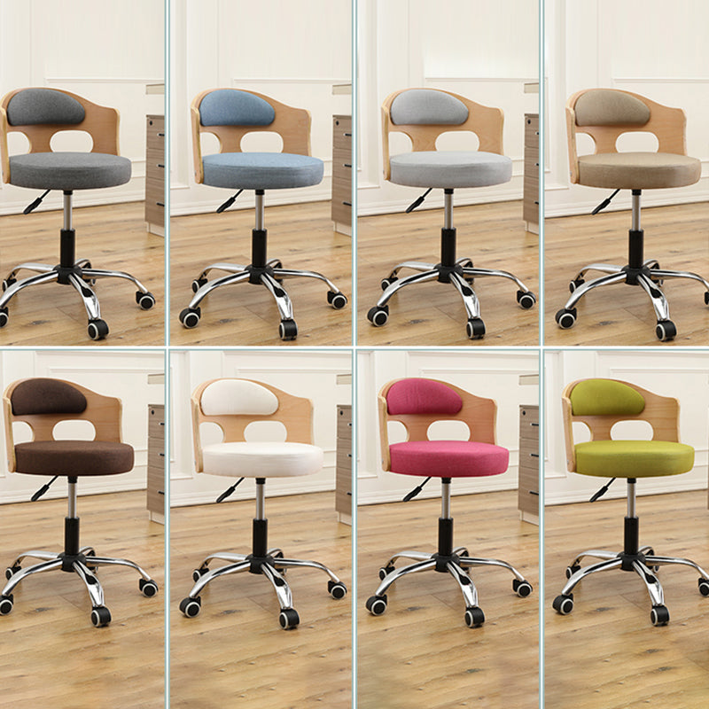 Contemporary Metal Barstool Faux Leather Round Seat Counter Stool with Swivel