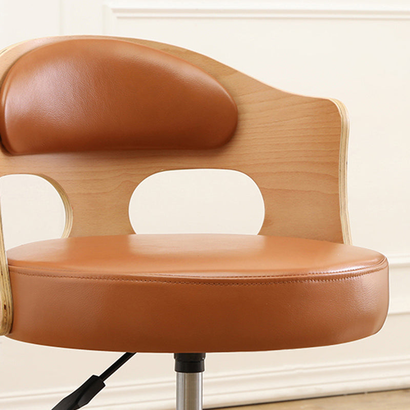 Contemporary Metal Barstool Faux Leather Round Seat Counter Stool with Swivel