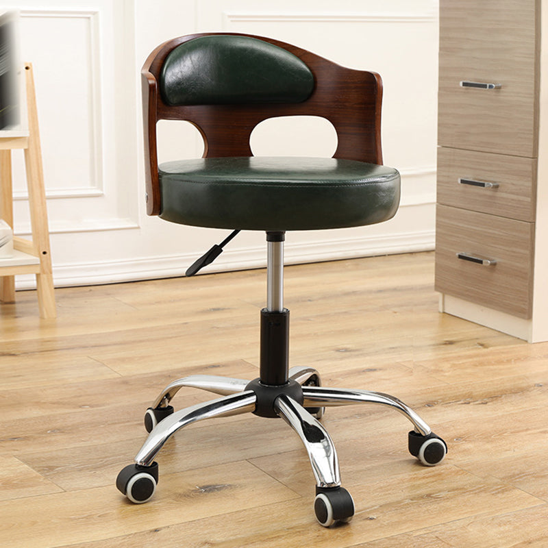 Contemporary Metal Barstool Faux Leather Round Seat Counter Stool with Swivel