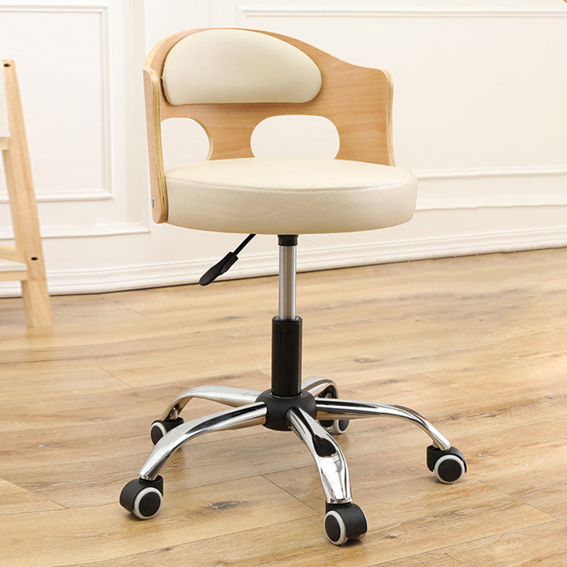 Contemporary Metal Barstool Faux Leather Round Seat Counter Stool with Swivel