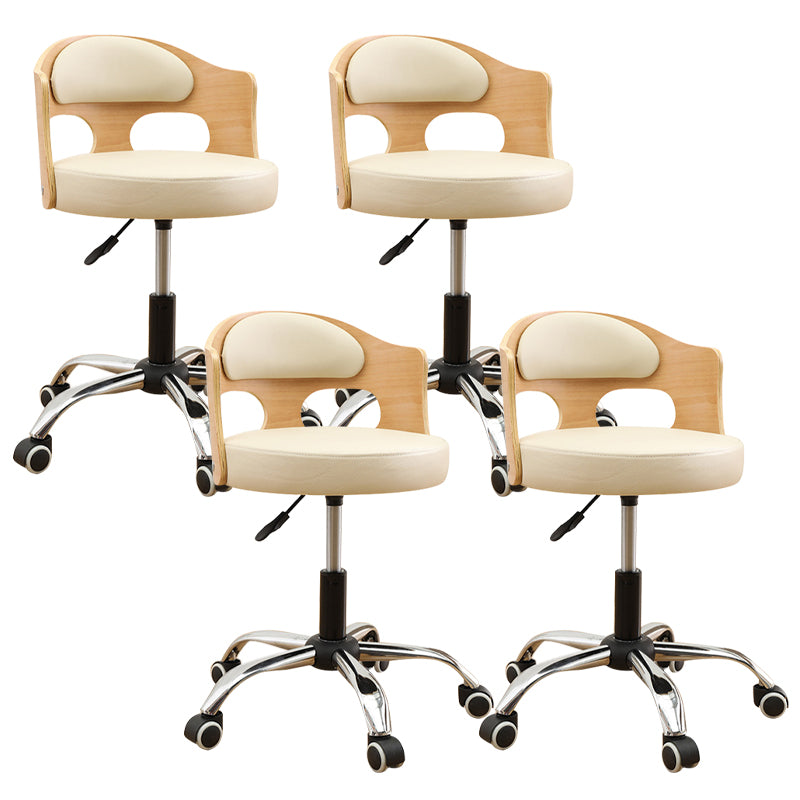 Contemporary Metal Barstool Faux Leather Round Seat Counter Stool with Swivel