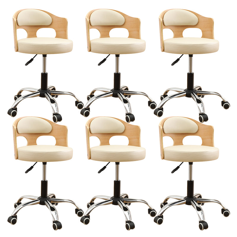 Contemporary Metal Barstool Faux Leather Round Seat Counter Stool with Swivel