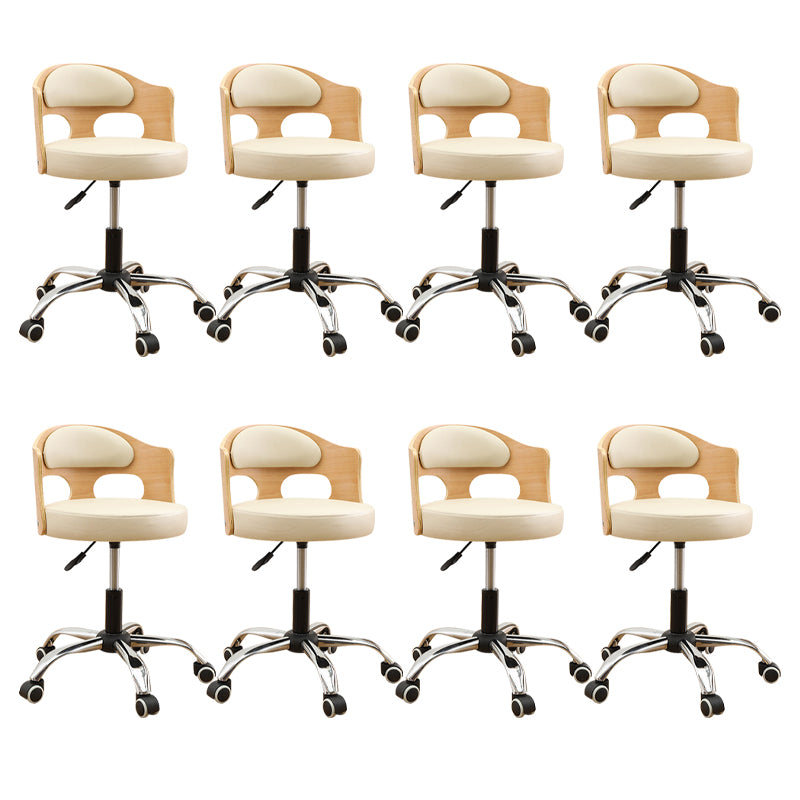 Contemporary Metal Barstool Faux Leather Round Seat Counter Stool with Swivel