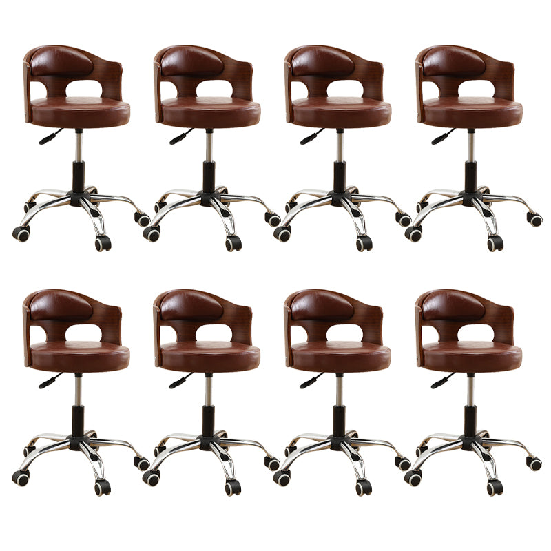 Contemporary Metal Barstool Faux Leather Round Seat Counter Stool with Swivel