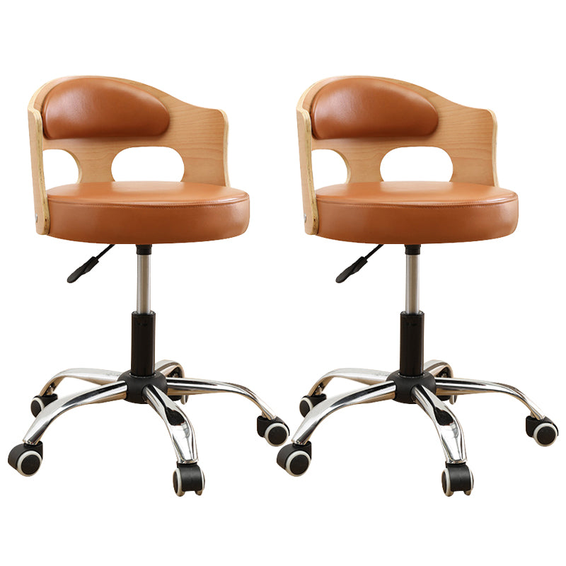 Contemporary Metal Barstool Faux Leather Round Seat Counter Stool with Swivel