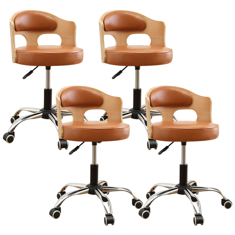 Contemporary Metal Barstool Faux Leather Round Seat Counter Stool with Swivel