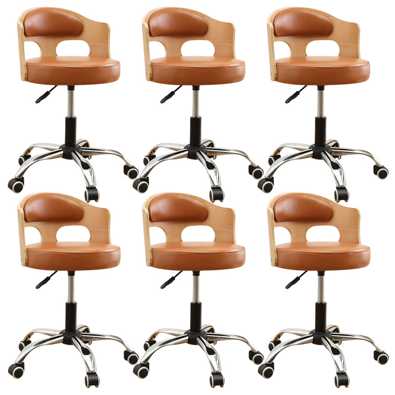 Contemporary Metal Barstool Faux Leather Round Seat Counter Stool with Swivel