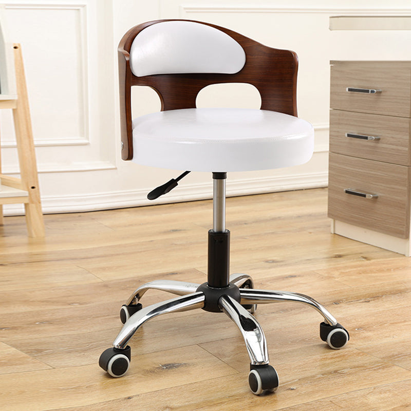 Contemporary Metal Barstool Faux Leather Round Seat Counter Stool with Swivel
