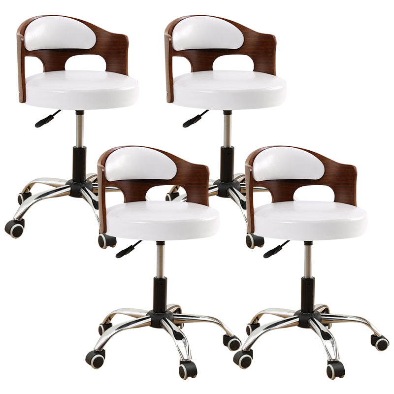 Contemporary Metal Barstool Faux Leather Round Seat Counter Stool with Swivel