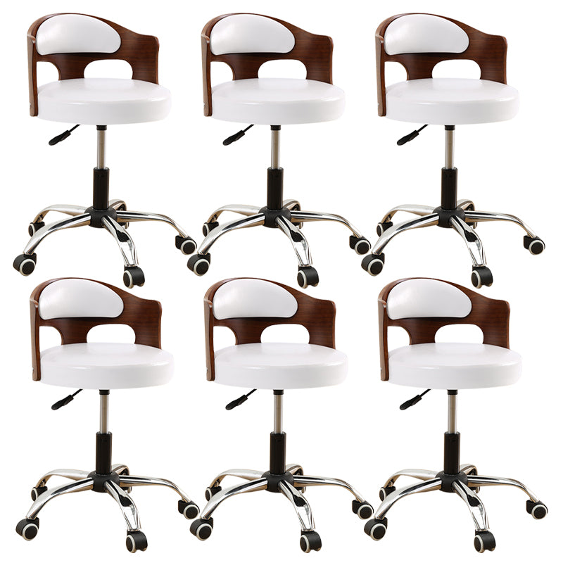 Contemporary Metal Barstool Faux Leather Round Seat Counter Stool with Swivel