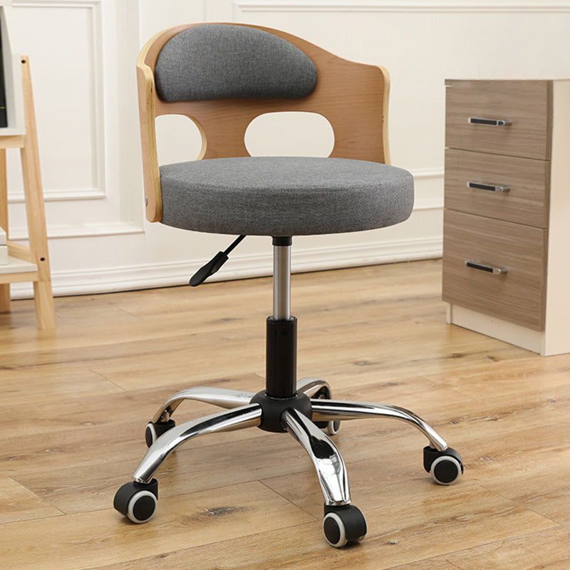 Contemporary Metal Barstool Faux Leather Round Seat Counter Stool with Swivel