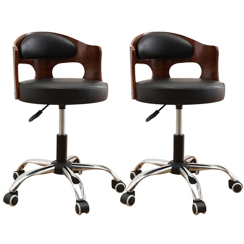 Contemporary Metal Barstool Faux Leather Round Seat Counter Stool with Swivel