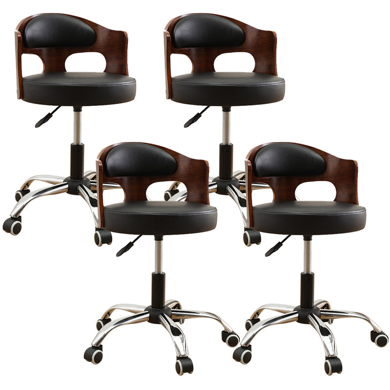 Contemporary Metal Barstool Faux Leather Round Seat Counter Stool with Swivel