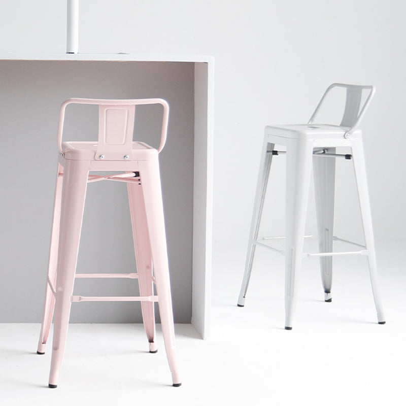 Modern Coffee Shop Counter Stool Square Metal Footrest Bar & Counter Stool