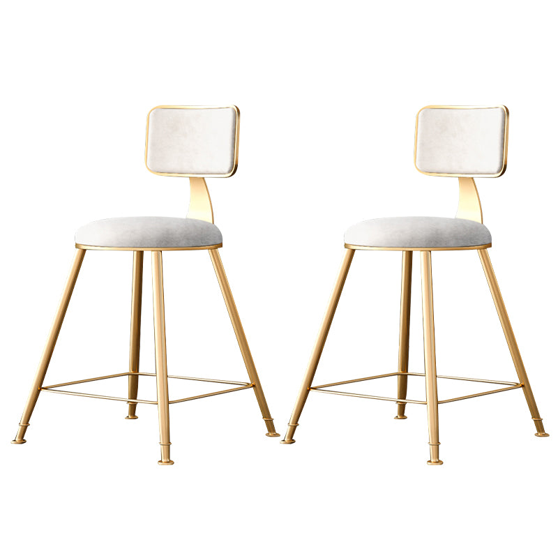 Fabric Round Seat Bar Stools Scandinavian Low Back Barstool with 4 Gold Iron Legs