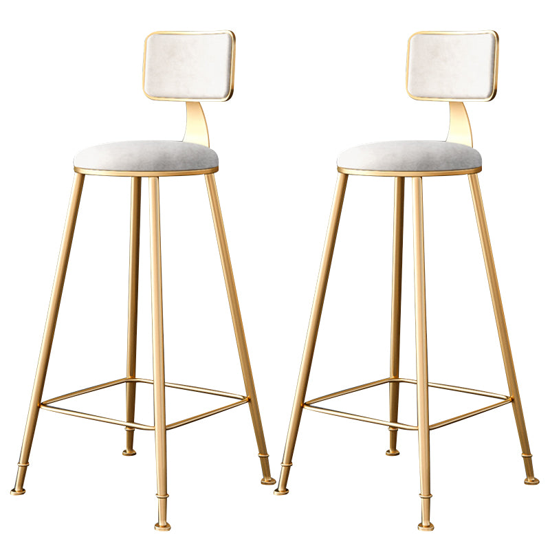 Fabric Round Seat Bar Stools Scandinavian Low Back Barstool with 4 Gold Iron Legs