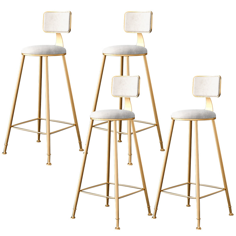 Fabric Round Seat Bar Stools Scandinavian Low Back Barstool with 4 Gold Iron Legs