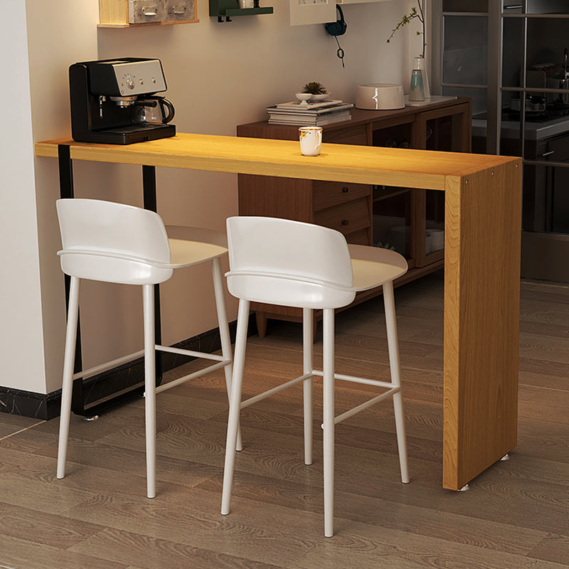 Rectangular Pine Wood Top Bar Table Modern Bistro Pub Table with Double Pedestal