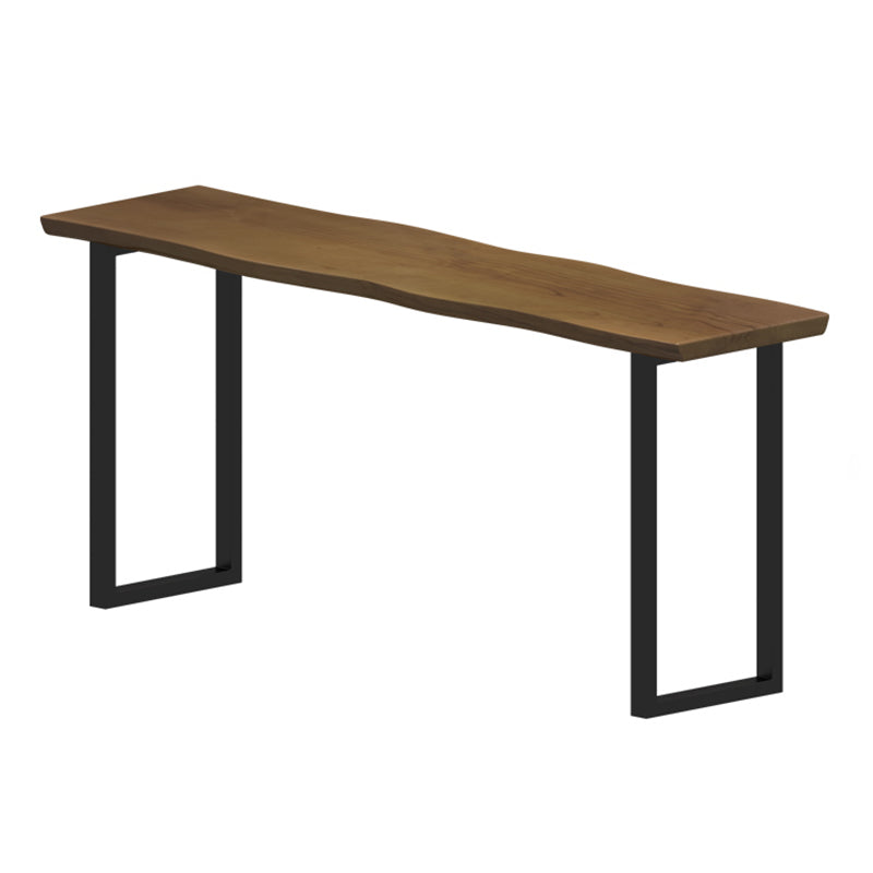 Rectangle Pine Wood Top Bar Table Industrial Bar Table with Double Pedestal in Black