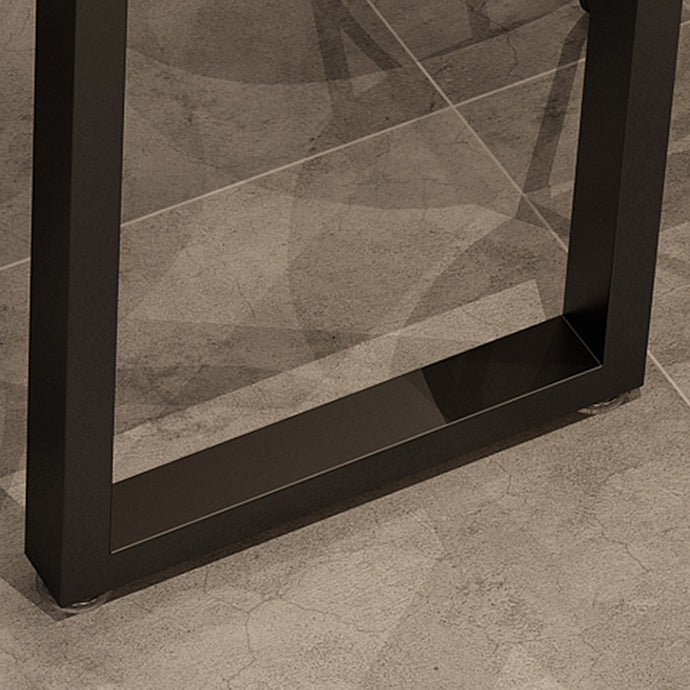 Rectangle Pine Wood Top Bar Table Industrial Bar Table with Double Pedestal in Black