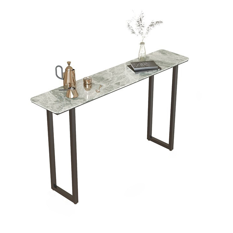 Contemporary Pub Table with Sled Polished Finish Stone Top Bar Table