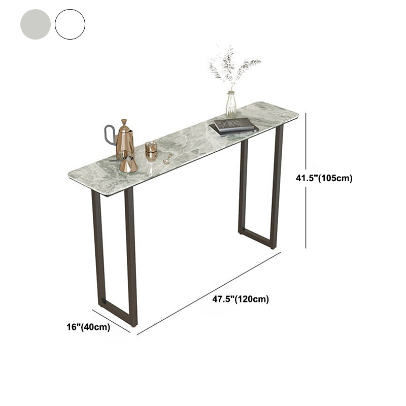 Contemporary Pub Table with Sled Polished Finish Stone Top Bar Table