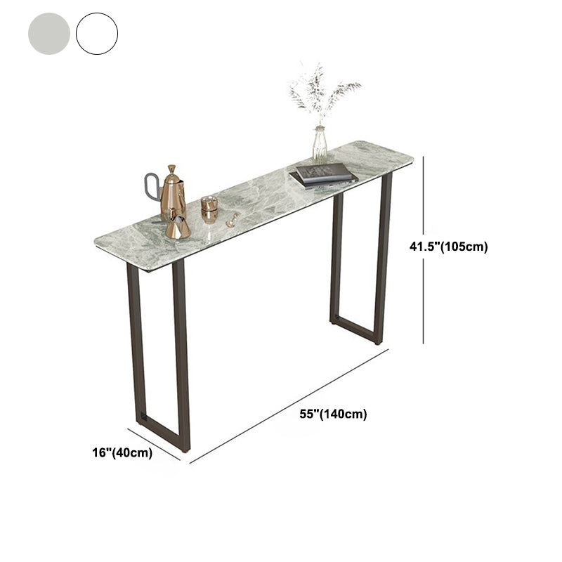 Contemporary Pub Table with Sled Polished Finish Stone Top Bar Table