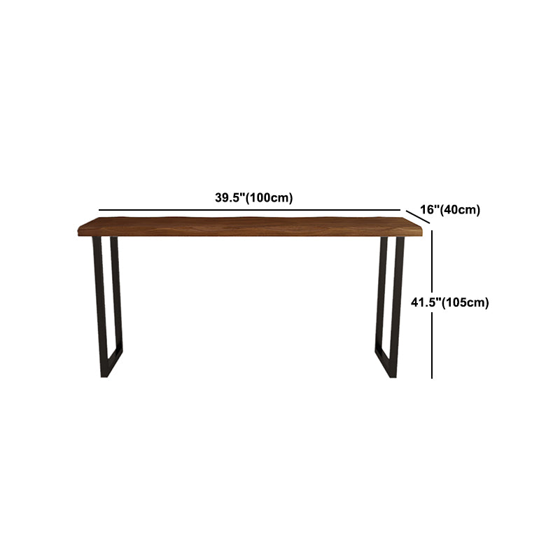 Rectangle Pine Wood Top Bar Table Industrial Bistro Table with Double Pedestal in Black