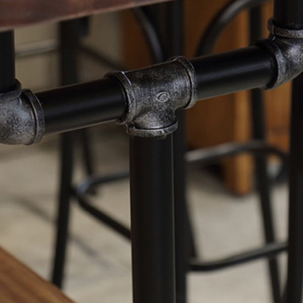 Rectangle Pine Wood Top Bar Table Industrial Bar Table with Trestle Base