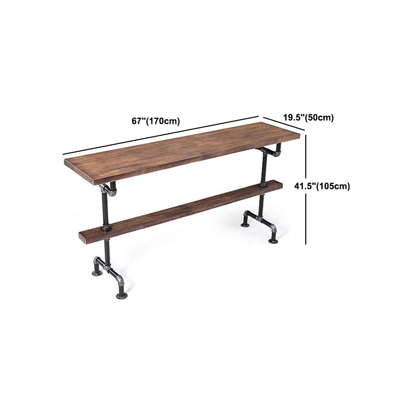 Rectangle Pine Wood Top Bar Table Industrial Bar Table with Trestle Base